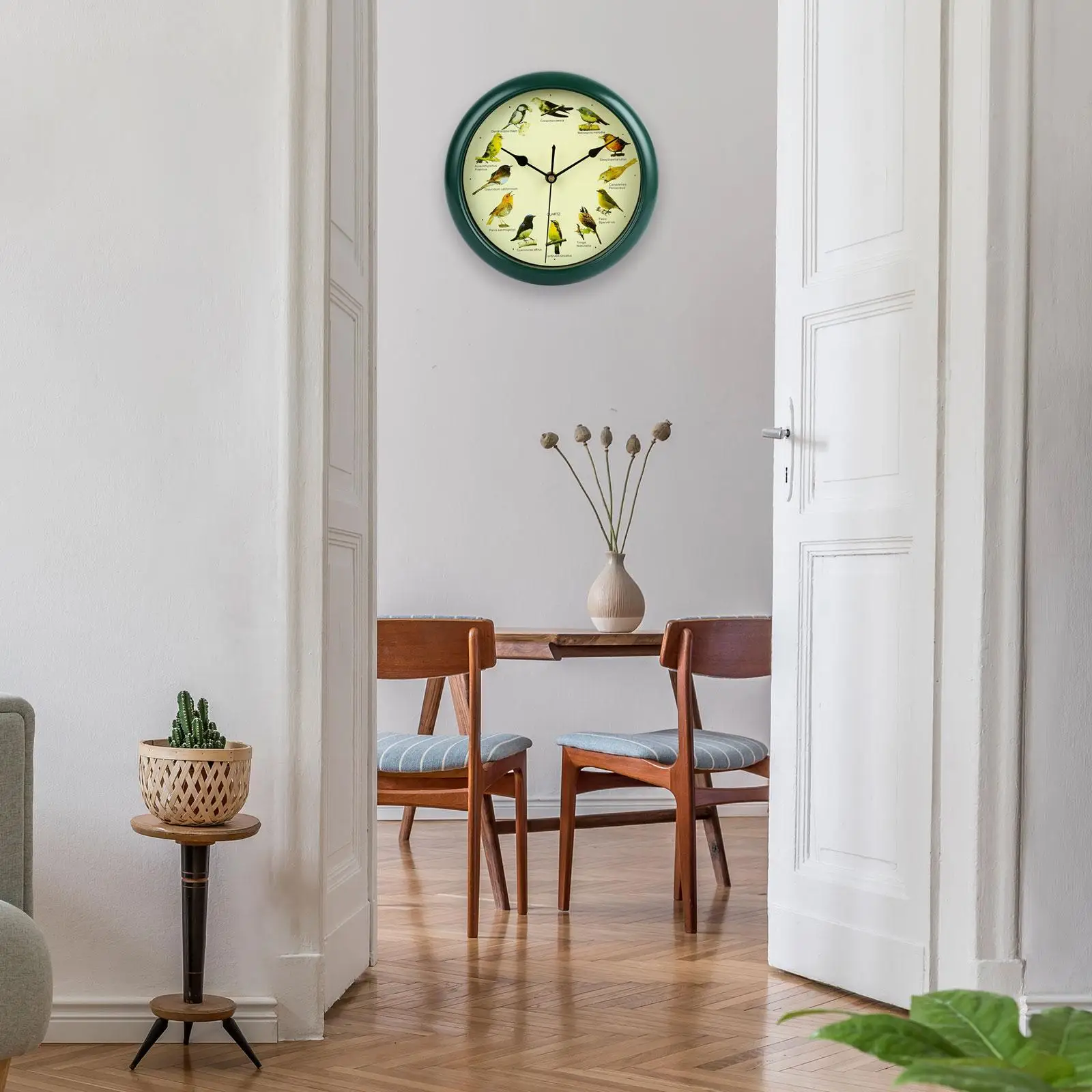 25cm Musical Birds Wall Hanging Sound Clock Battery Operated Household Interior Decorative Melody Clock for Home Kitchen