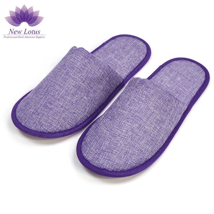 Wholesale SPA Disposable Hotel Washable Closed Toe Linen Slipper Made In China