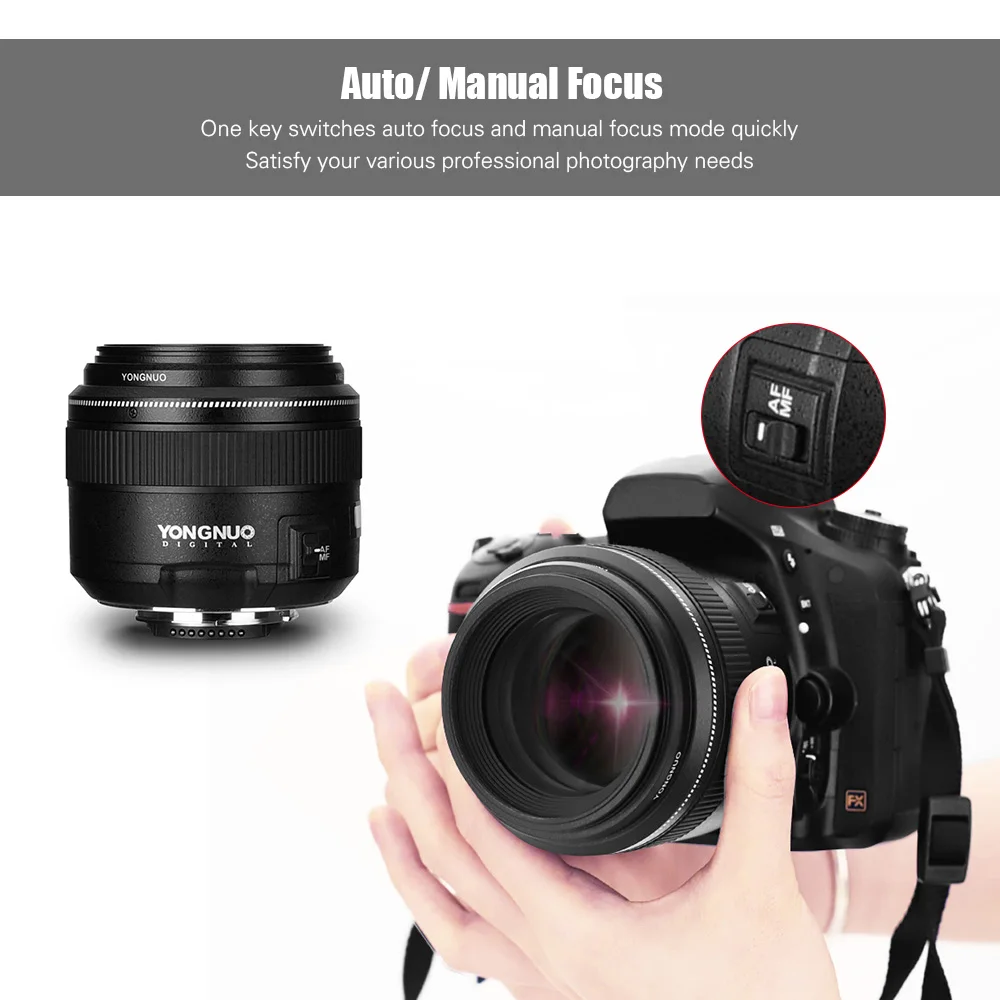 YONGNUO Camera Lens YN85mm F1.8N Medium Telephoto Prime Lens Auto/ Manual Focus for Nikon D7500/D810/D700/D200/D90 Cameras Lens