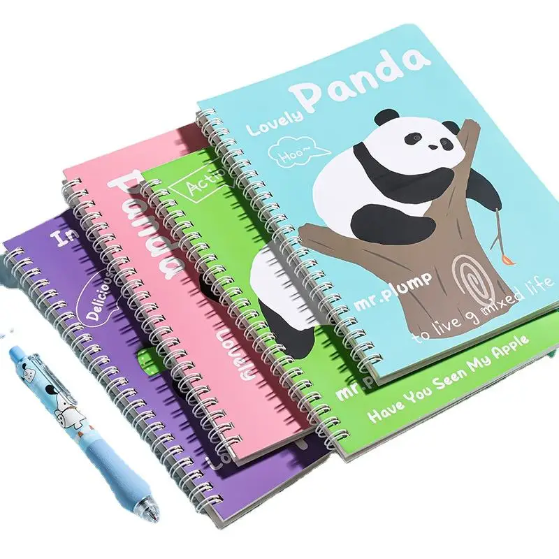 cute panda spiral coil binding notebooks animated children journals kids School stationary supplies Customizable Wholesale