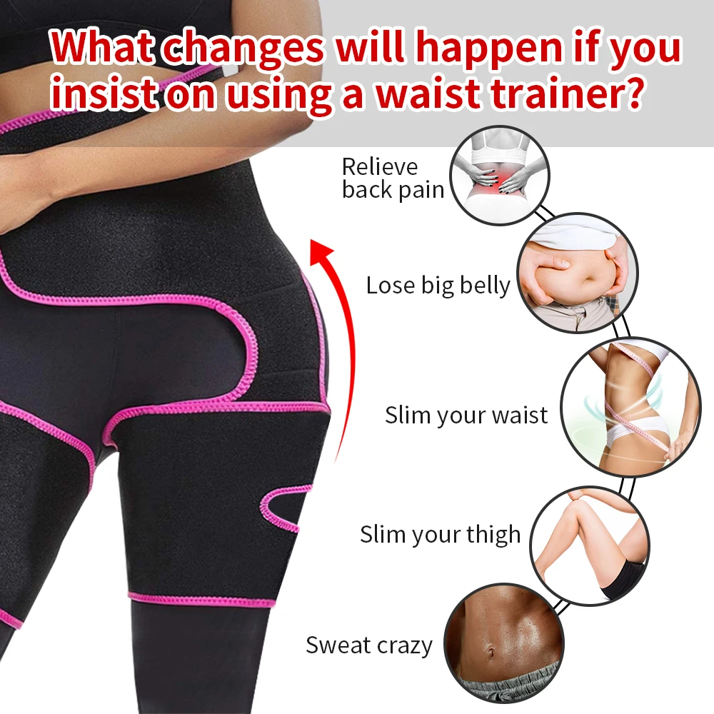 Women ladies 3 In 1 Waist And Thigh Trimmer Slimming Belt High workout fitness Trainer waist Sweat Belt for bodybuilding