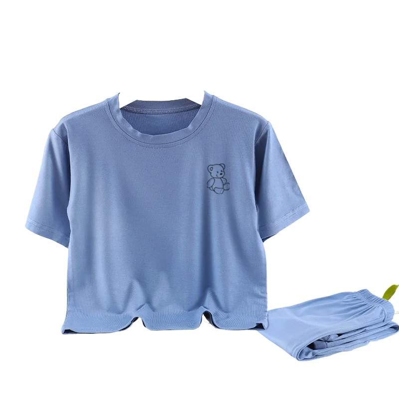 Youduomian Cheap Summer causal clothing set Hot Selling Fashion Short Sleeve shirt and pants Casual Home wear Cotton Pajamas Set