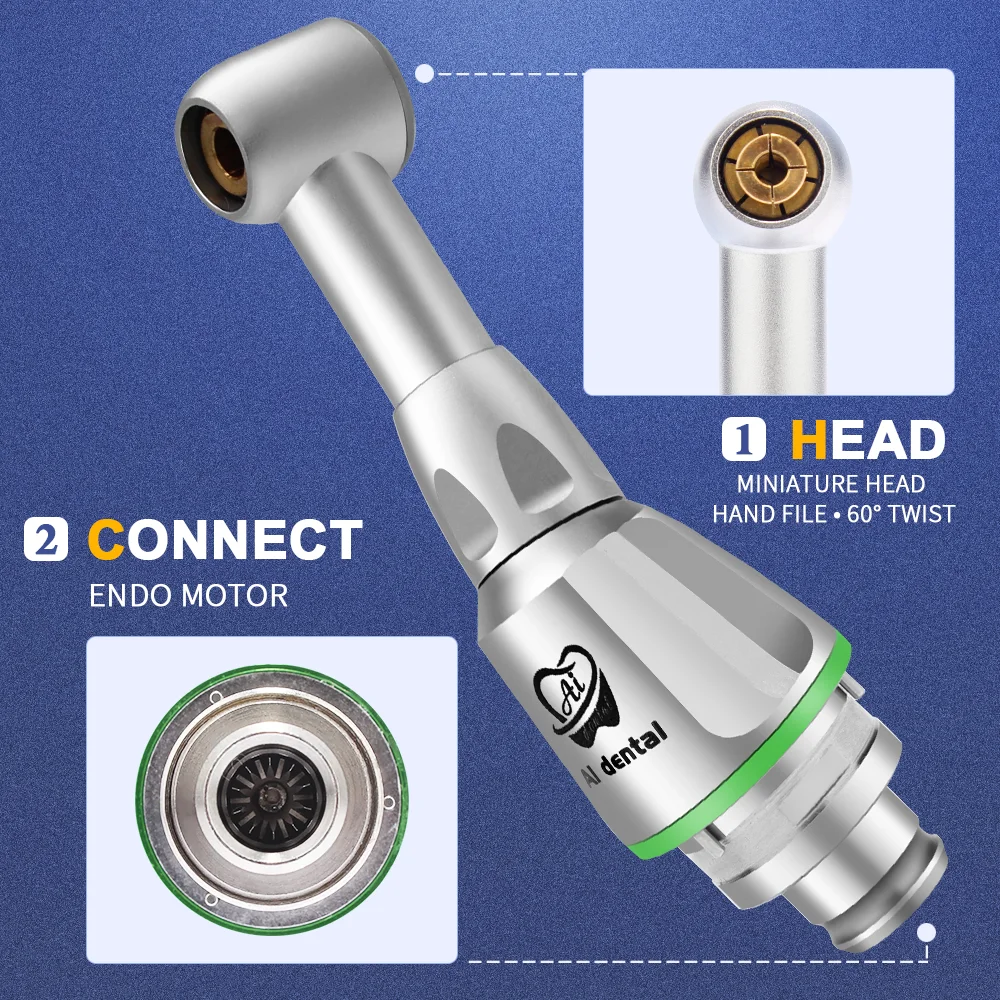 AI-H16 Dental Contra Angle Handpiece Spare Parts 16:1 Reduction Endo Head 60 Twist Hand Files for Endodontic Treatment