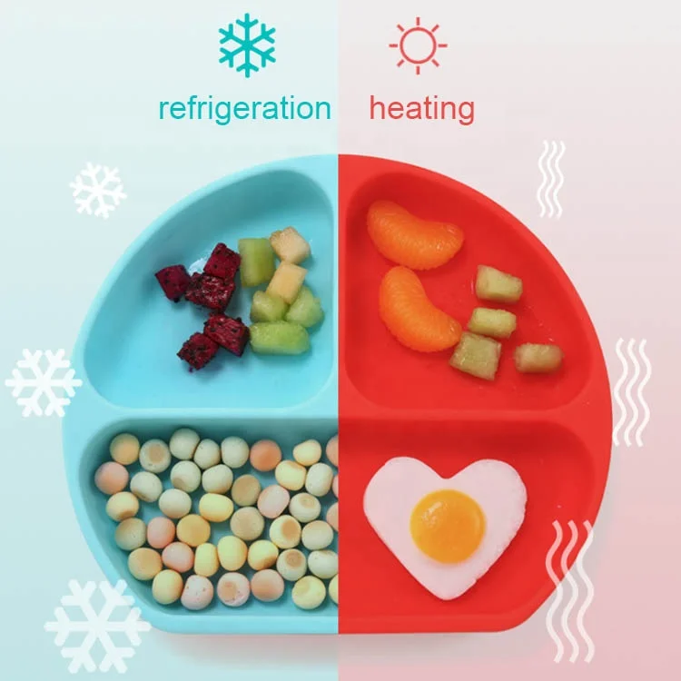 Baby Dinner Placemat Silicone Feeding Divided Plate  Bowl Placemats Plate  with Suction Highchair Trays
