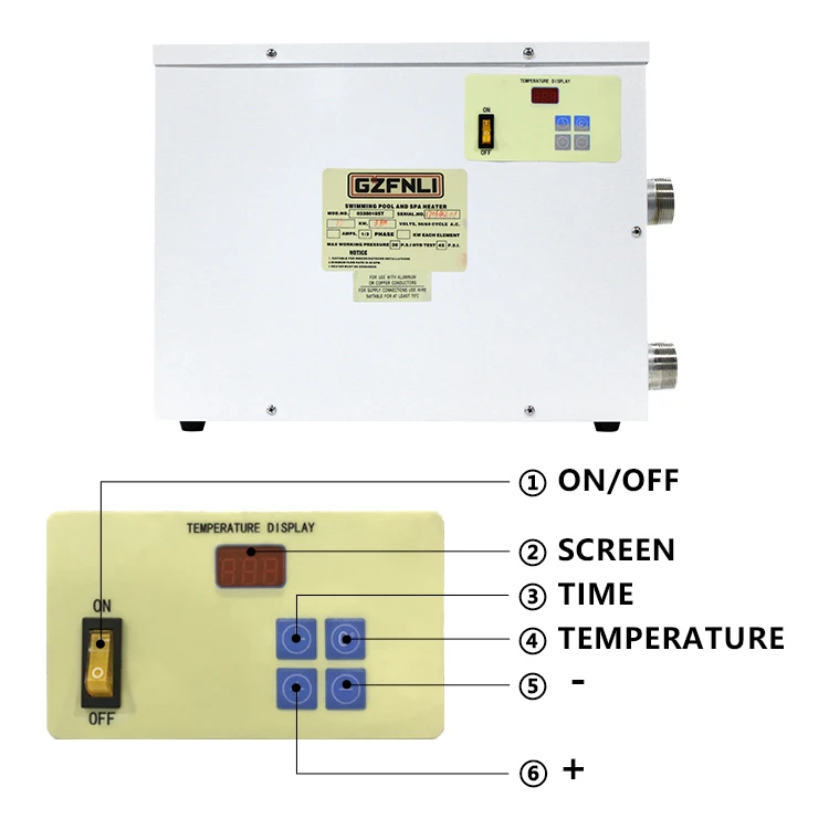 Power World Innovative Pool Equipment Swimming Electric Pool Heater With Touch Panel