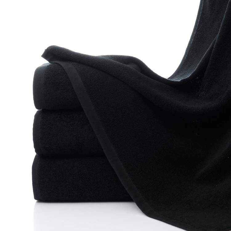 Custom Logo Super Absorbent 100% Cotton Black Bleach Proof Hair Salon Towel