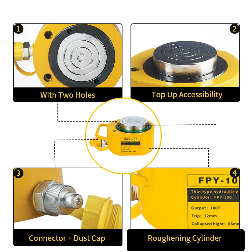 Hot-selling ultra-thin hydraulic jack FPY-100 single-acting hydraulic jack is suitable for lifting