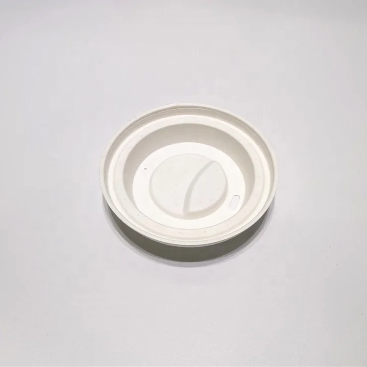 80mm Sugarcane Bagasse Cup Lid One-use Paper Lid Biodegradable Bagasse Coffee Cup Lid