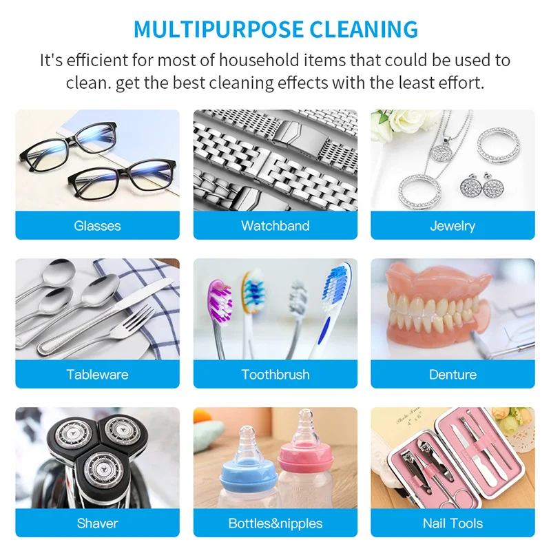 Skymen 1.2L Ultrasonic Cleaner Dental Teeth Cleaning Tools Detachable Ultrasound Denture Bath Ultrasonic Cleaner 1000ml