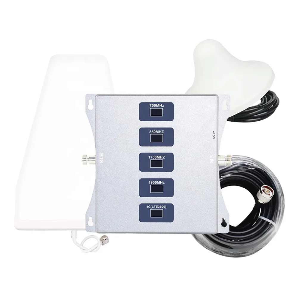 Five-Band Cellular Amplifier B20 800 900 1800 2100 2600Mhz Five-Band CellPhone GSM Repeater 2g 3g 4g Mobile Signal Booster