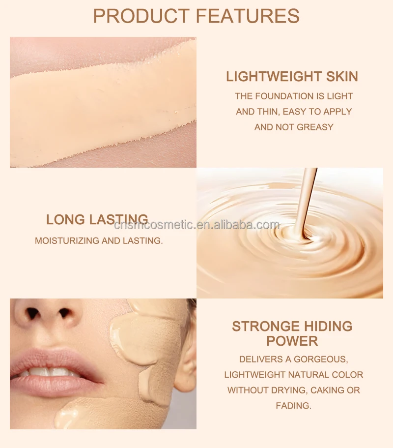 A225 waterproof full coverage oil free foundation customized liquid foundation private label for dark skin