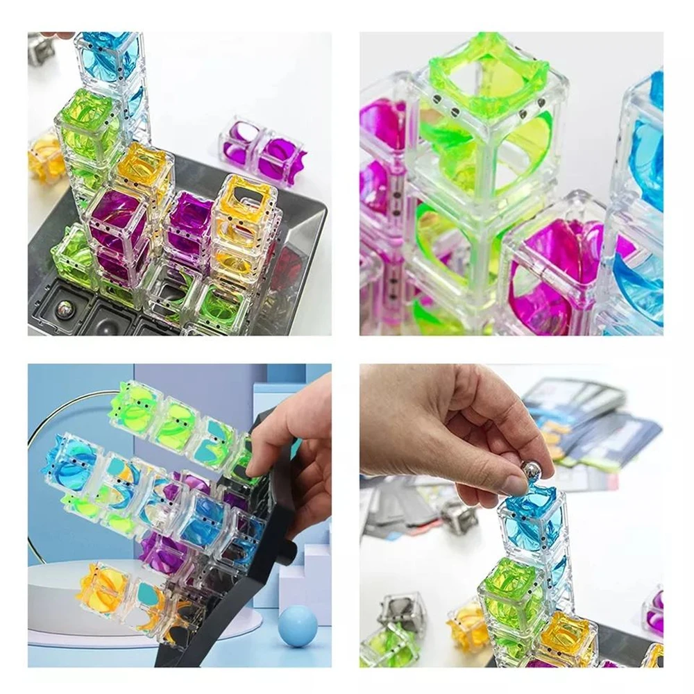 STEM Educational Science Kit Labyrinth Escape Ball Run Brain Logical Thinking Marble Maze Game Building Toy For Kids