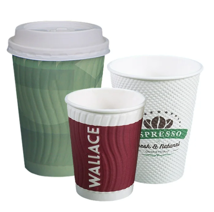Food Grade Recyclable Disposable Custom Logo Kraft 6oz 8oz 12oz 16oz 20oz 22oz Hot Cafe Coffee Paper Cup with Lid