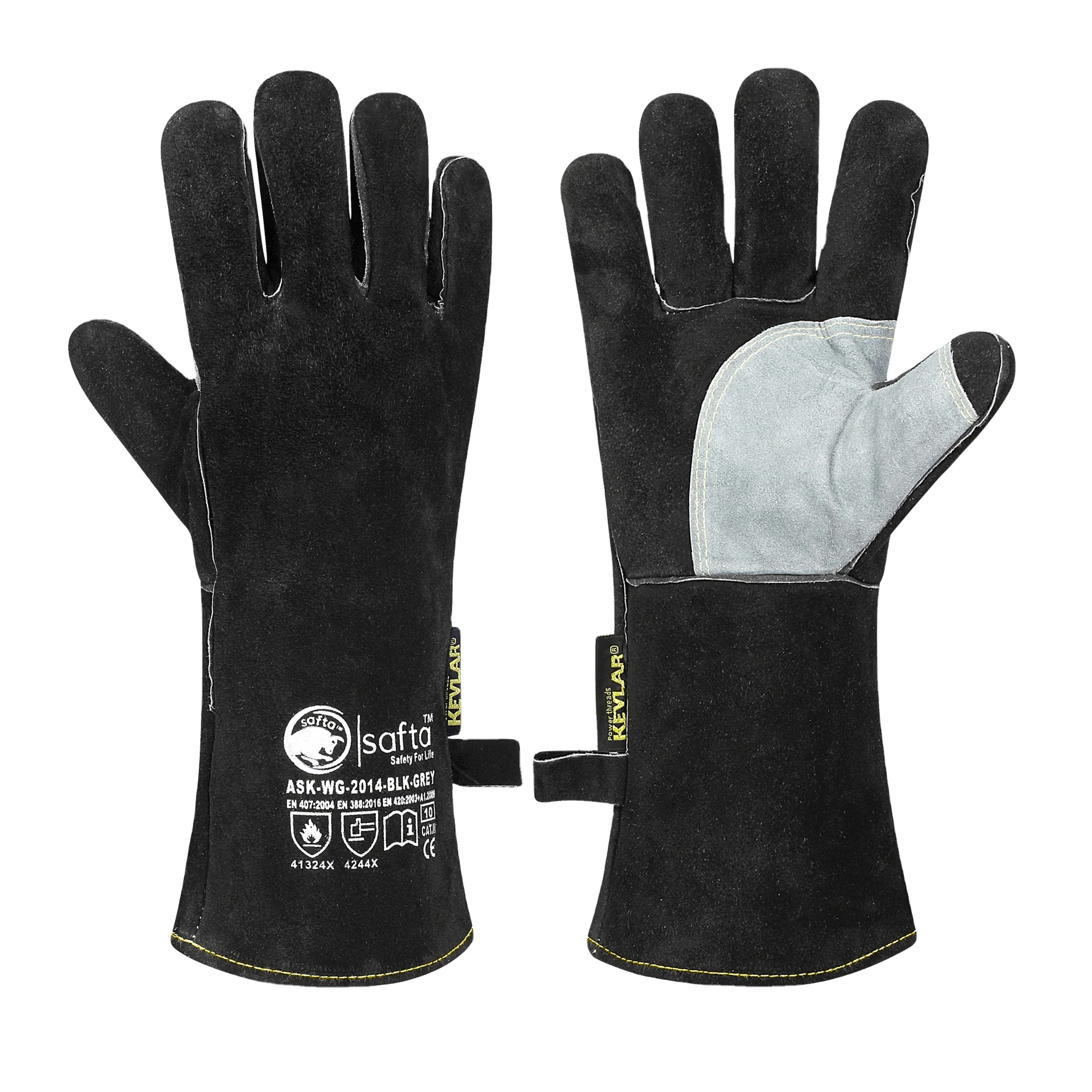 EN388 EN407 EN420 Welding Gauntlets Flame Resistant Cow Split Leather BBQ TIG MIG Welding Gloves For Welder