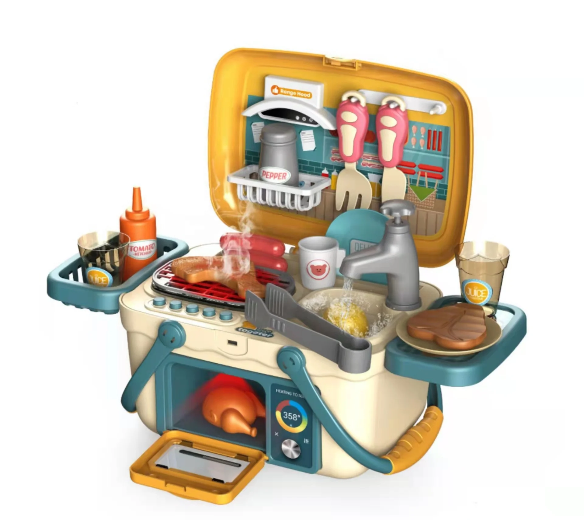 New product steam set spray water kitchen play house handbag makeup tableware dining table toy