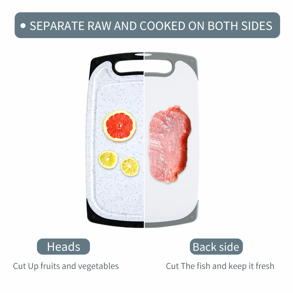 Высококачественная пластиковая разделочная доска из 3 предметов с ручкой для кухонных принадлежностей