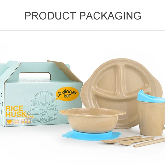 Food Safety Natural Bamboo Cute Dish Set For Kids Plate And Utensils