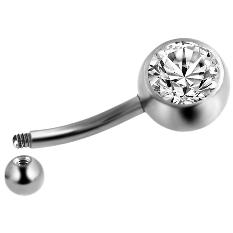 G23 14G Titanium Navel Rings Body Piercing Internal Threaded Double White Crystal Belly Button Ring Piercing Jewelry