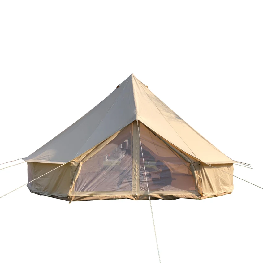 Customized Outdoor Tent Camping Cotton Canvas 5m Bell Tent Teepee Yurt Glamping Bell Tent
