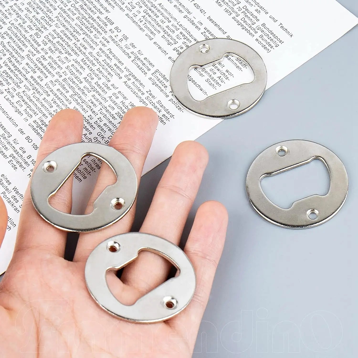 25 sets Silver Bottle Opener Inserts Kit Hardware Stainless Steel Round Bottle Opener kits with Wrench Spanner and Screws