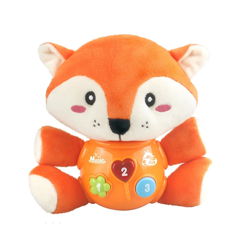 Cute Cartoon Soft Animal Baby Sleeping Electronic Plush Comfort Toys With Music And Light