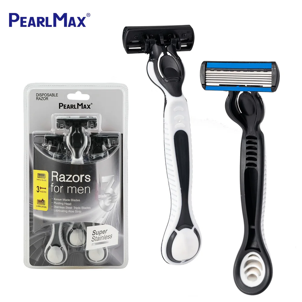 PearlMax Заводская профессиональная черная бритва с 6 лезвиями Высококачественная многоцветная Мужская Резиновая