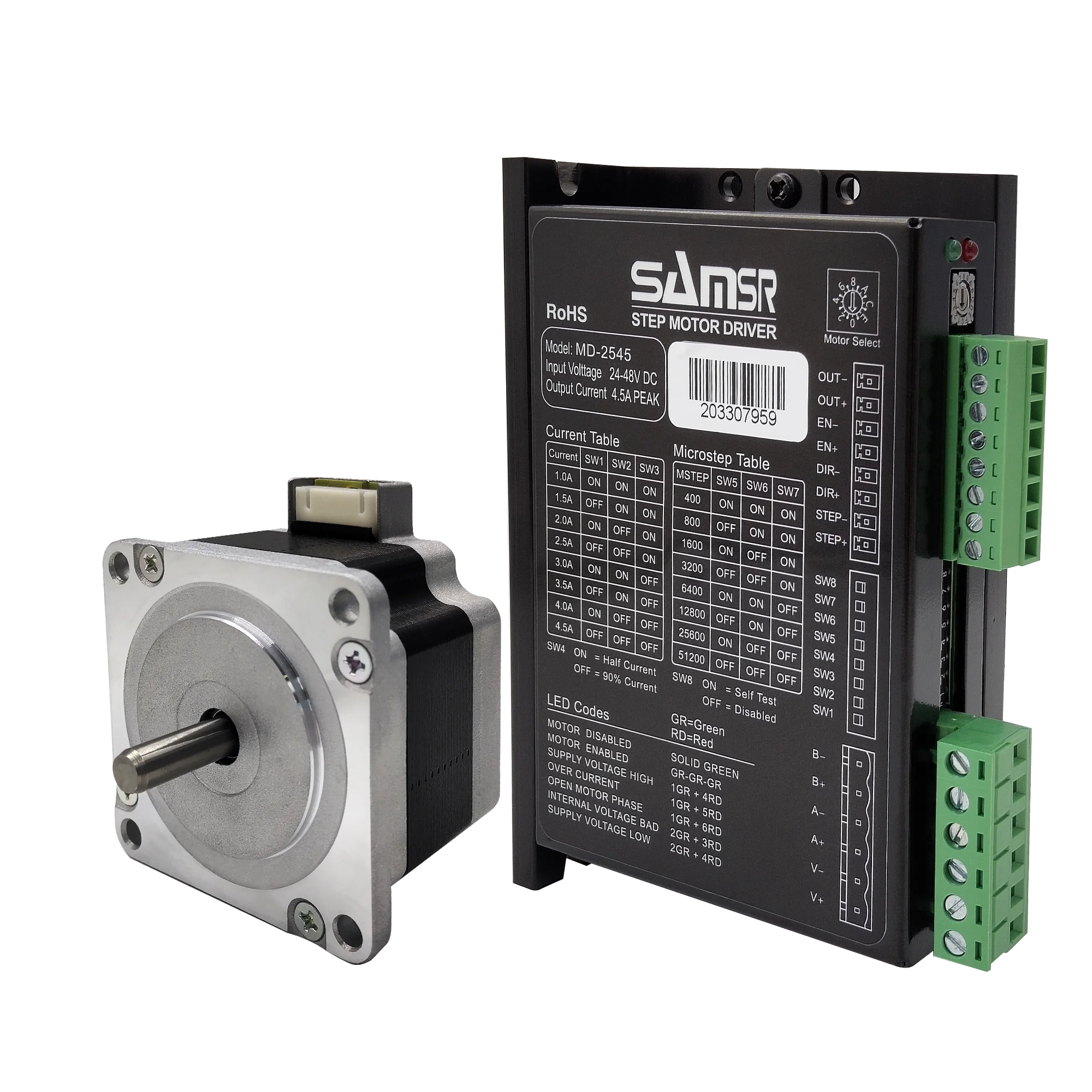 Samsr manufacturer hybrid 2 phase nema 23 stepper motor with 57mm stepper motor+MD2545 nema 23 driver kit for 3D printer