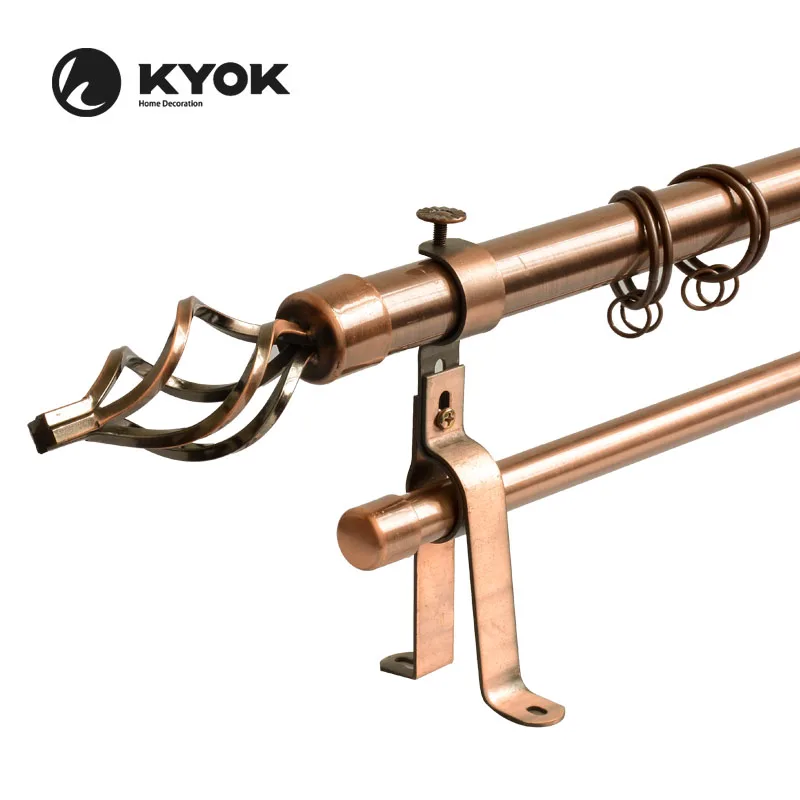 Простая конструкция поворотный занавеска жердь кронштейн окна двойной меди Аксессуары для штор