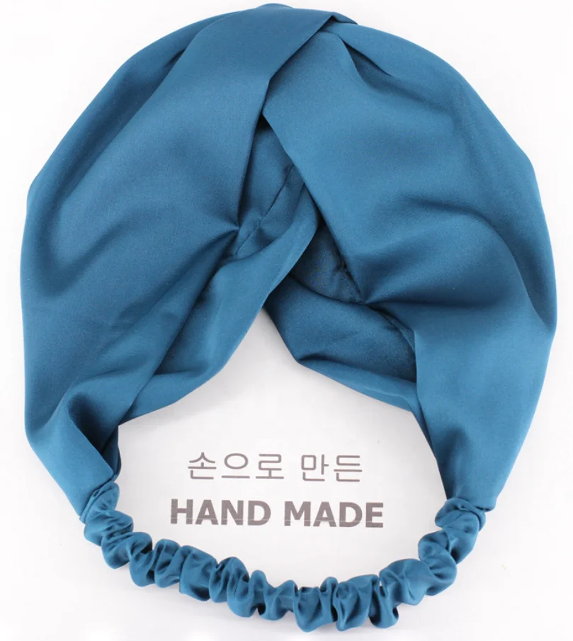
Artificial Silk Satin Headbands Solid Color Twisted Elastic Hairband Silk Scrunchies For Women 2020 