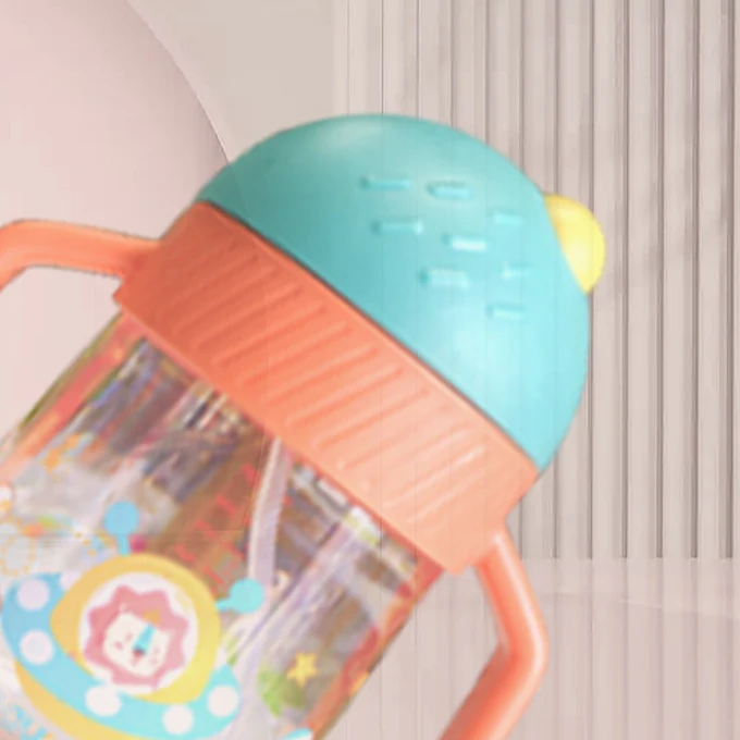 330ml 11OZ New plastic bottle with strap children baby portable water bottle students cute cartoon straw cups