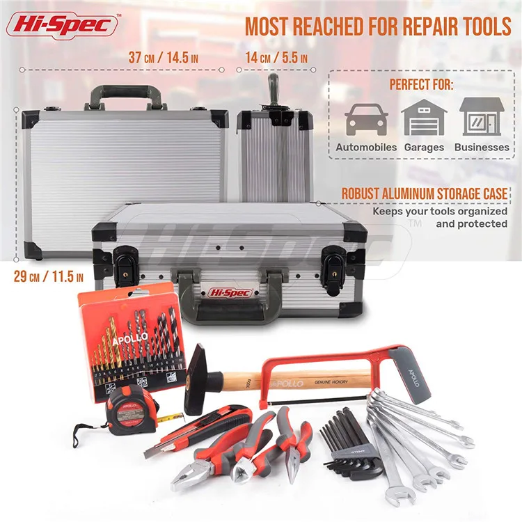 91 Piece Chrome Vanadium Tool Box Set With Most-Reached for Home & Garage Repair Hand Tools in a Aluminum Tool Case