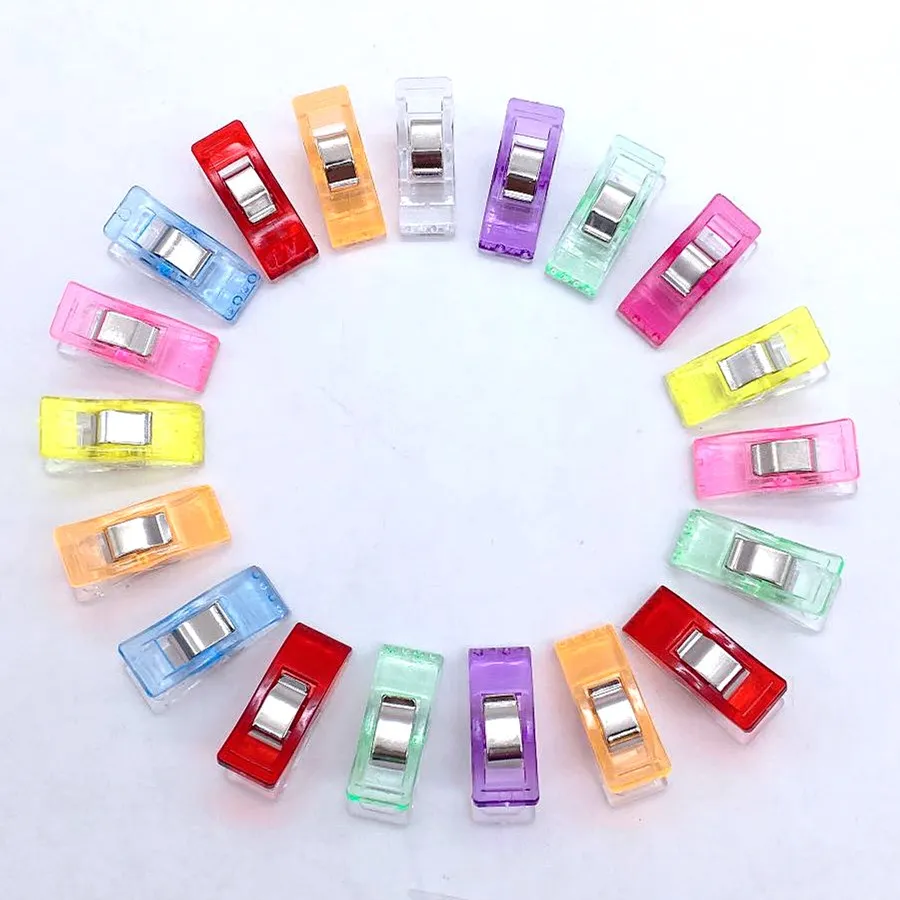 Multipurpose Sewing Craft Quilt Binding Clamp Clips for Crochet Transparent Assorted Color Plastic Clip Plastic Sewing Clips