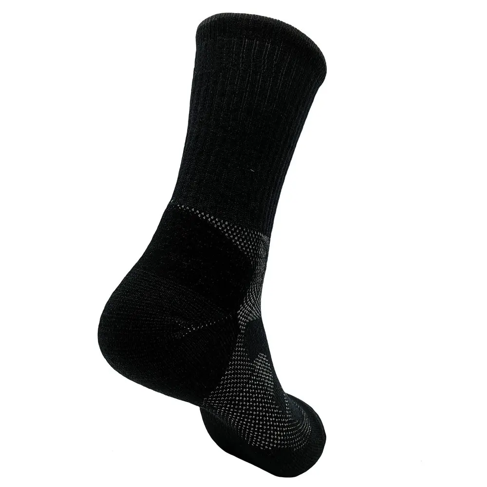Plain black merino wool acrylic blend hiking socks