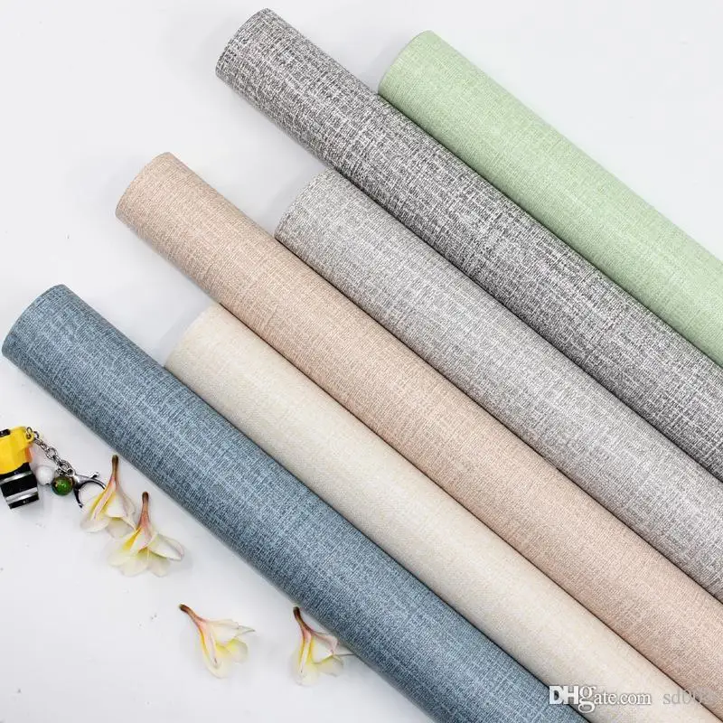 wholesale 3d self adhesive flax wallpaper rolls linen foam wall sticker rolls
