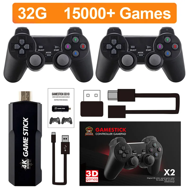 Игровая консоль GD10 4K HD, беспроводной контроллер 2,4 ГГц, 50 симуляторов, 10000 классических игр, Ретро ТВ консоль для PSP/N64