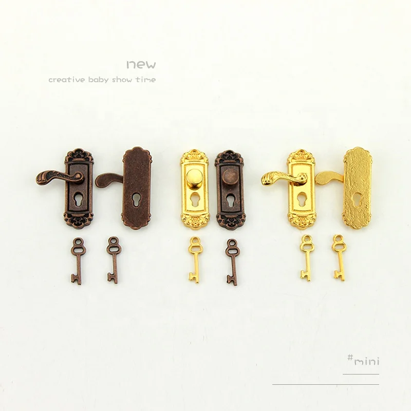Doll House Accessories Mini Decorative Retro Pattern Door Lock