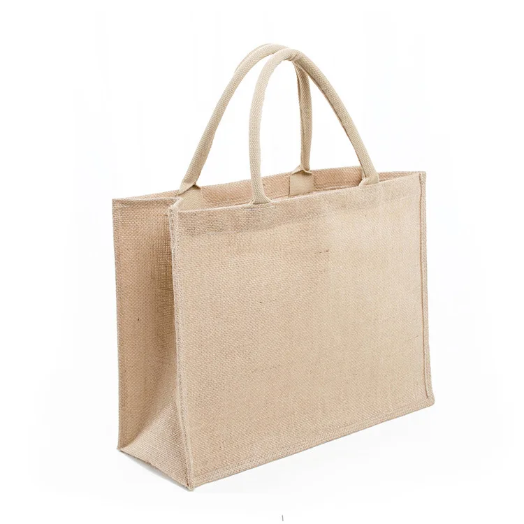 Eco Friendly Logo Printed Shopping Handle Carrying Hemp Burlap Bag Promotional Reusable Recycled Custom Linen Tote Jute  bag