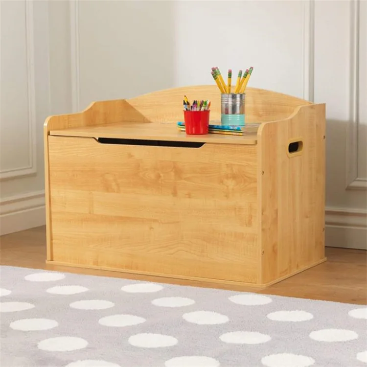 Wooden Toy Box Bench with Safety Hinged Lid Storage Trunk Case Lift Top Wood Toy pine wood box