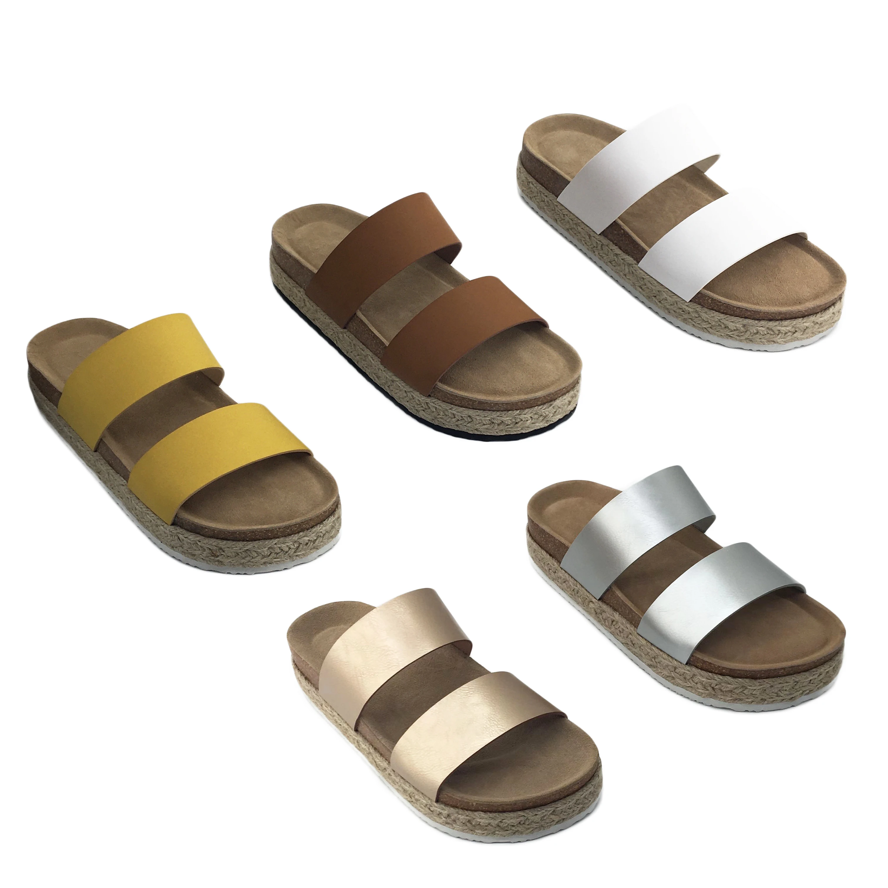 Slide Slippers Women Shoes Ladies Slide Sandals Customized Flat Cork Sole Outdoor Foot Wear Casual EVA PU Custom Logo Accepted