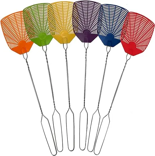 Bug & Fly Swatter  Braided Metal Handle 6 Pack Fly Swatters