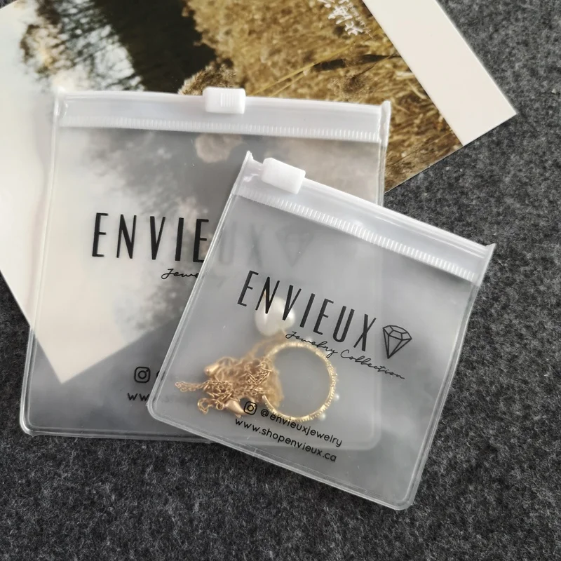 Бижутерия с логотипом на заказ, маленькая сумка из ПВХ с застежкой-молнией, пластиковая упаковка, прозрачная матовая сумка с застежкой-молнией для ожерелья, серьги