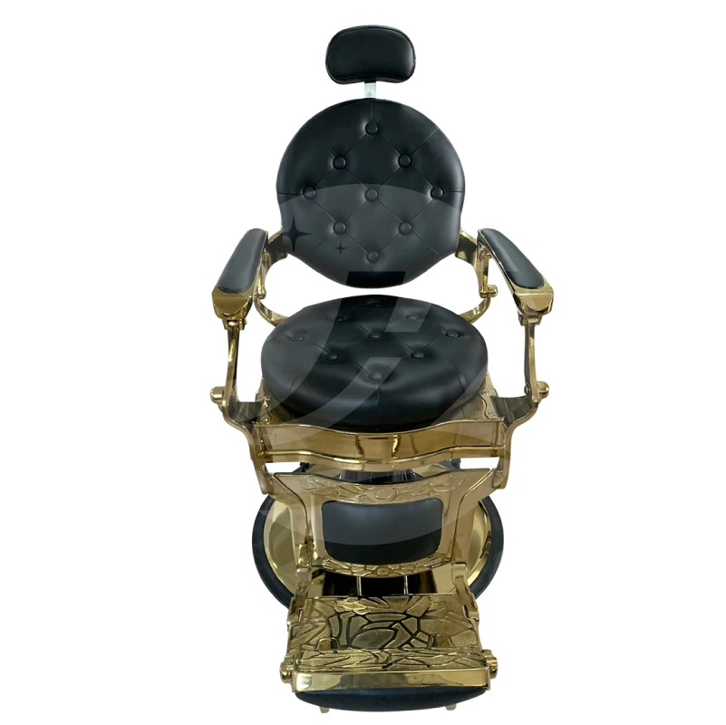 Luxury Antique Style golden black Barber Shop Hair Styling Chair Salon Barber Chair For Sale