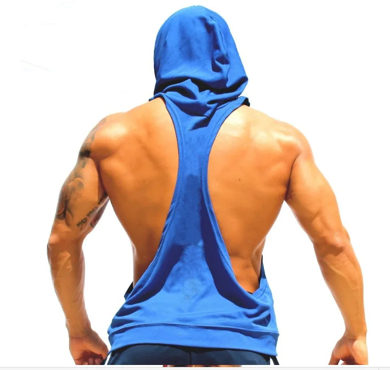 Men Workout Hooded Kangaroo Bodybuilding GYM Tank Tops