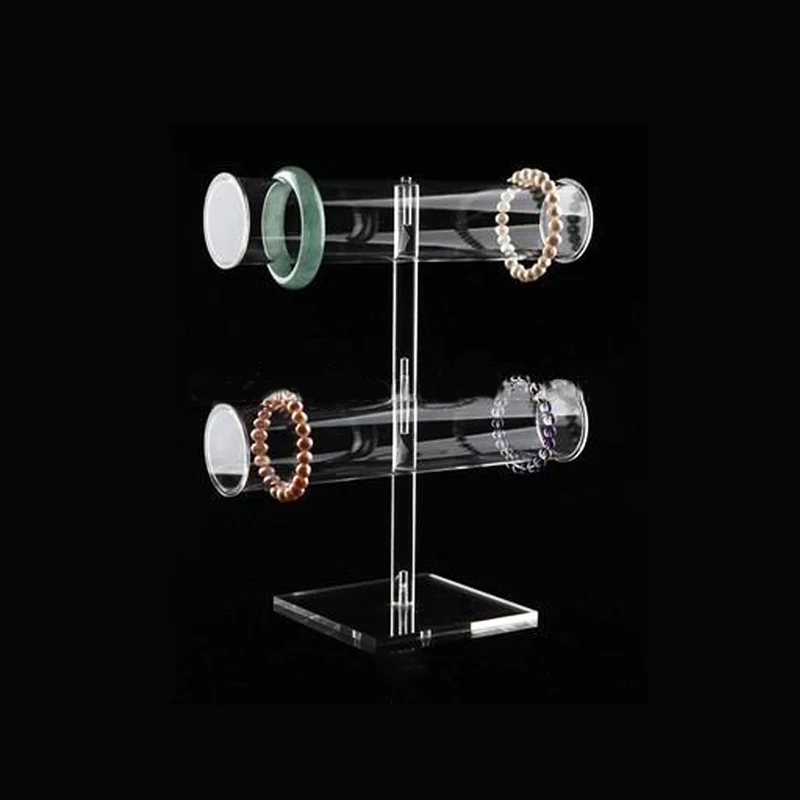 2 Tiers Acrylic Jewelry Display Stand Holder Tabletop Acrylic Bracelet Showing Stand Lucite Bangle Holder Organizer