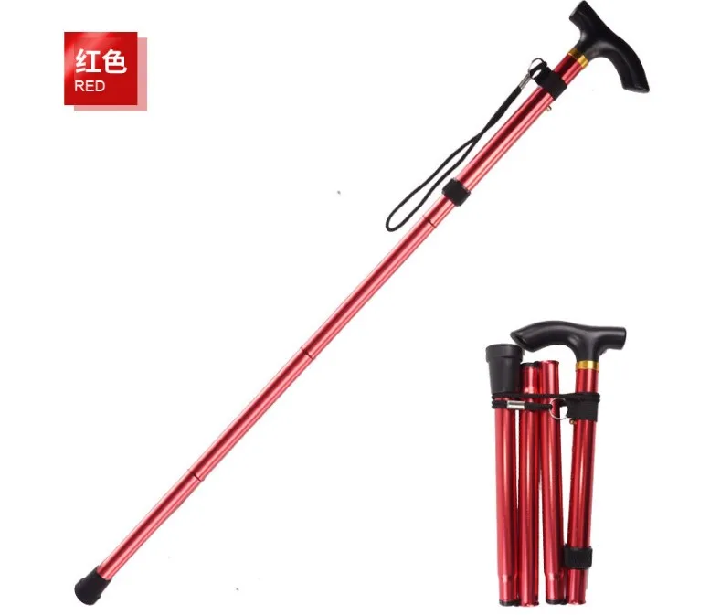 Wholesale Outdoor folding trekking pole / five telescopic old man Walking Stick / crutches travel mountain climbing cane