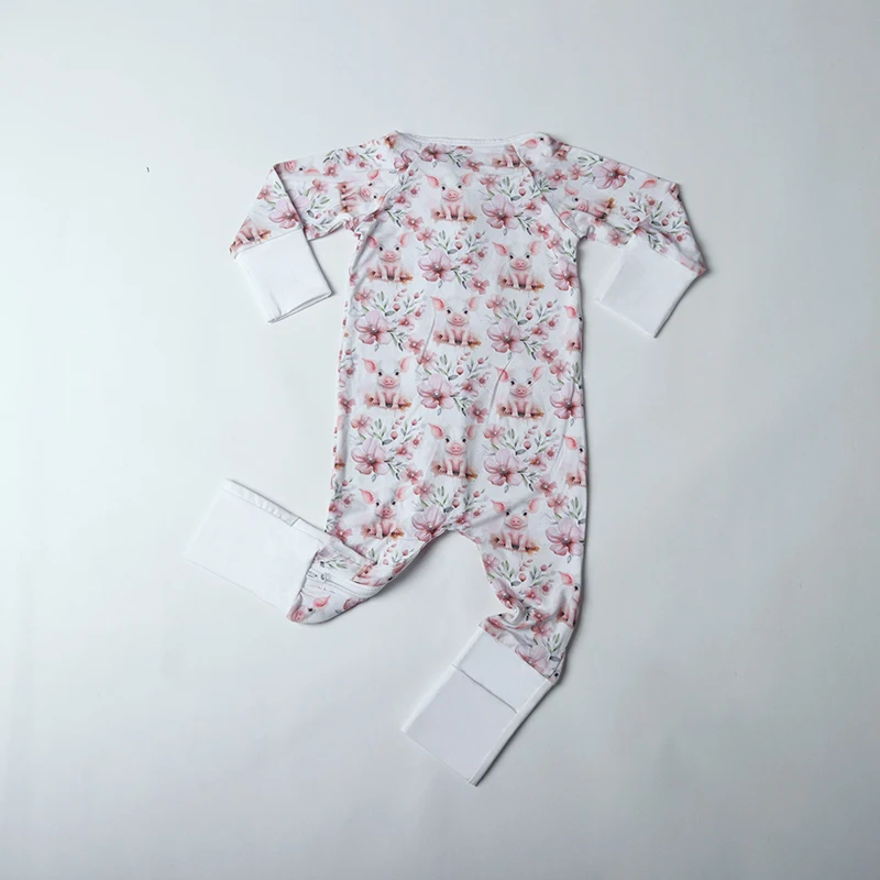 Custom 12-18 months boys loose fit onesies baby zipper long sleeve onesies baby girl newborn baby pajamas boys bamboo