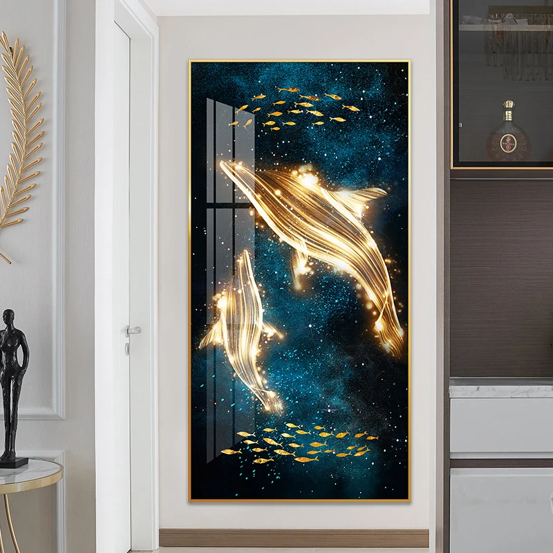 Marine animal painting whale wall art for home picture print canvas and poster Entrance and corridor decoration