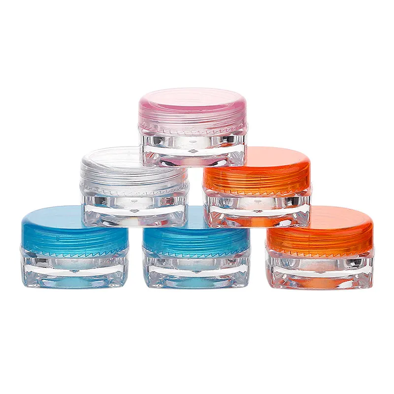 Wholesale 3g 5g 7g 10g 15g plastic ps small black gold blue pink empty cosmetic container pot cream jar