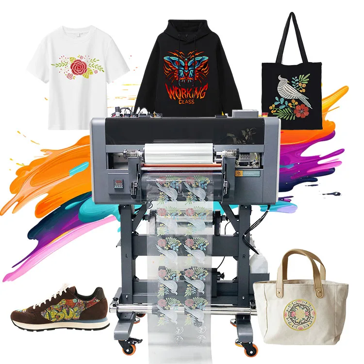 Small Format A3 Roll To Roll 3D Embroidery Crystal Label Printing Machine Direct Transfer Uv DTF Film Printer With 2 3 4 Heads