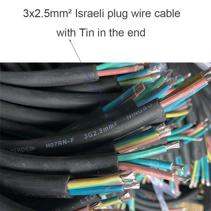 3PIN  Power Extension Cord with Israeli Plug Outer Diameter 12mm Copper Power Wire Cable For Project Electronics